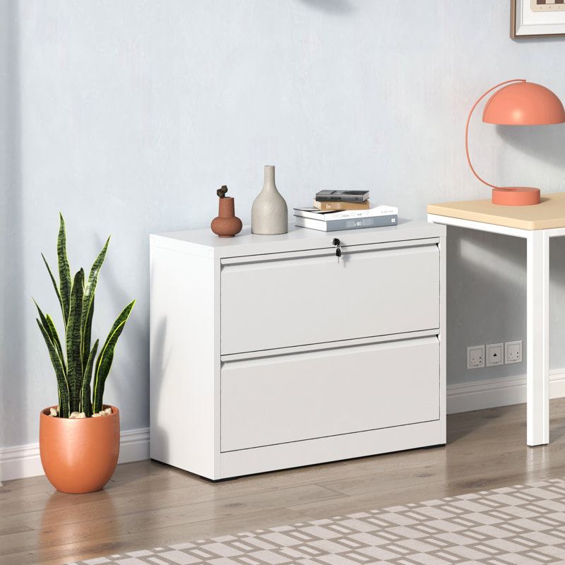 Classeur verrouillable en métal à 2 tiroirs, blanc, pour solution de rangement de bureau, convient au classeur blanc à 2 tiroirs de format Légal / A4 / F4