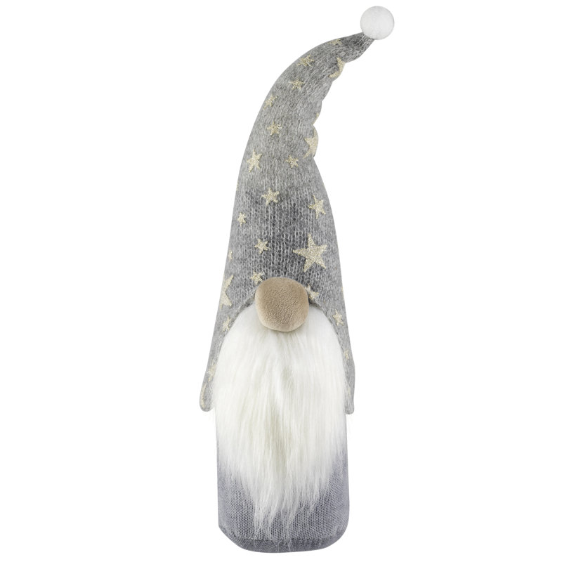 Gnome With Knitted Star Pattern Hat Christmas Figure - 17"