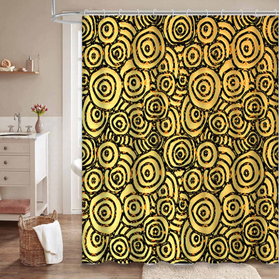 Rideau de douche imperméable Golden Modern Abstract Art avec 12 crochets