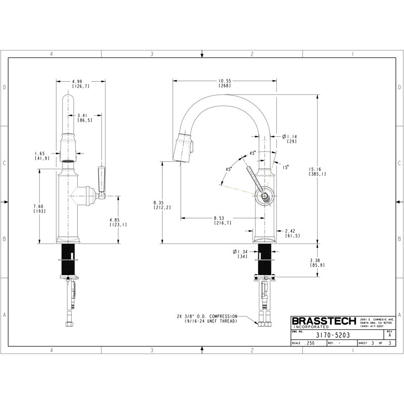 Adams Single Handle Pull Down Bar Faucet, Gloss Black