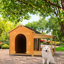 Grande niche pour chien avec doublure isolante, toit en asphalte et plancher surélevé