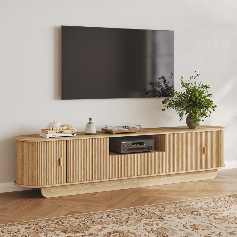 Ebern Designs 86.6" Curved Tv Stand & Reviews | Wayfair
