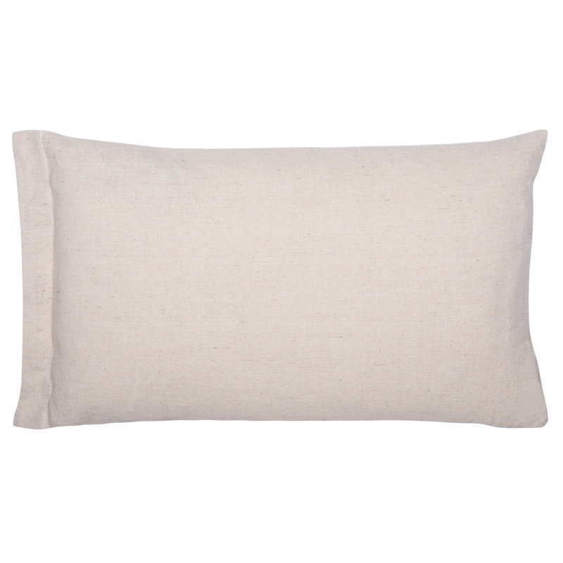 Beige and White Striped Button Accent Rectangular Pillow