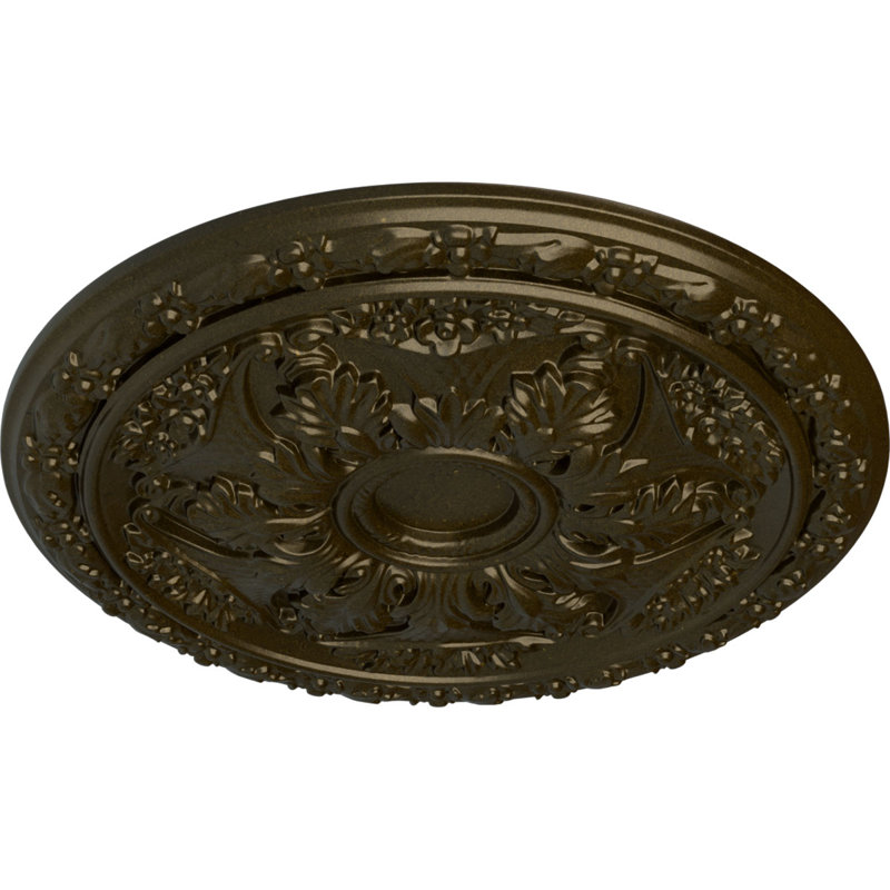 Médaillon de plafond Endurathane Baile, DE 20 po x P 3 1/2 po x P 1 5/8 po (convient aux auvents jusqu'à 3 1/4 po), fini or vert peint à la main