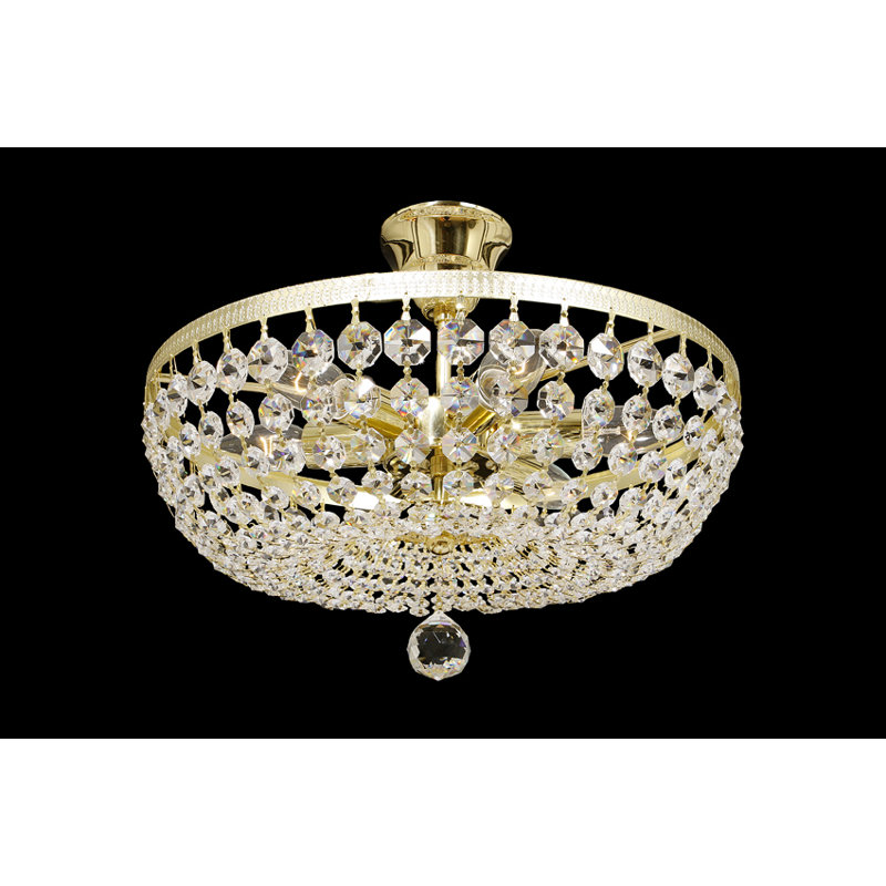 Crystal Semi Flush Mount, Brass
