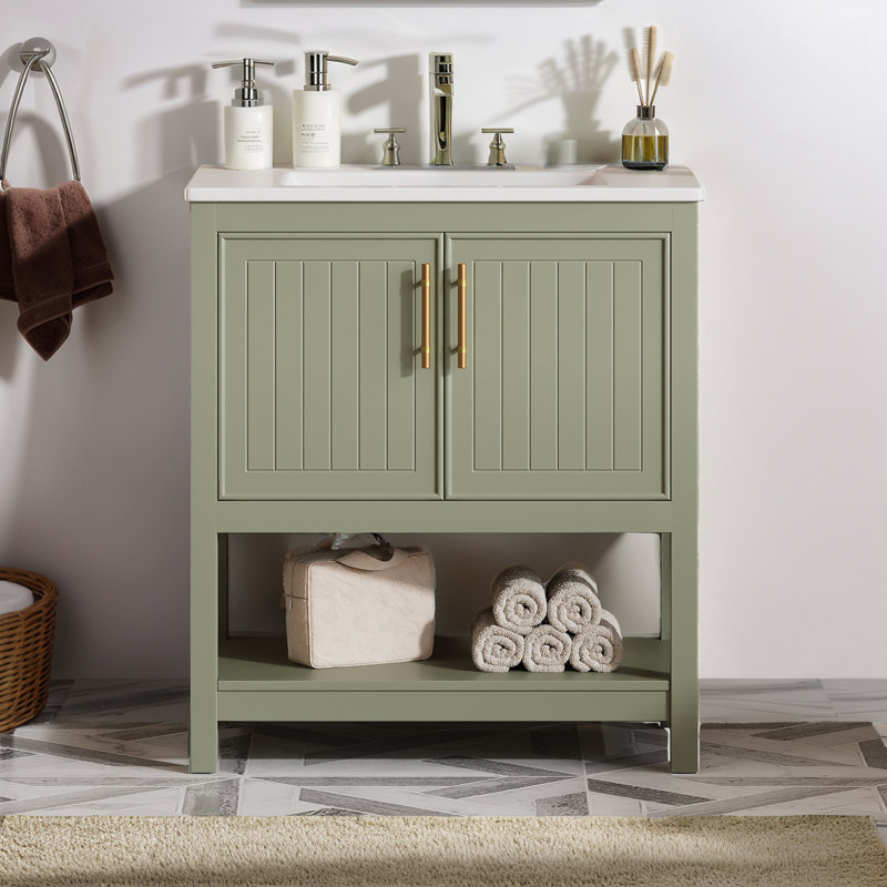 30" Modern Simple Design Bathroom Vanity, Green