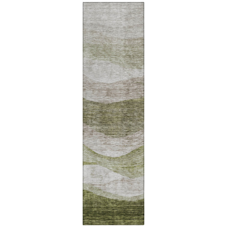 Machine Washable Indoor/Outdoor Chantille ACN1141 Green Rug