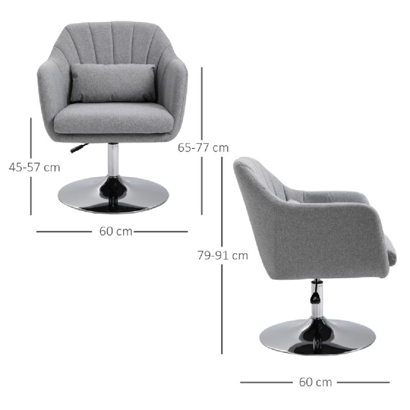 Upholstered Accent Chair, Light Grey Linen