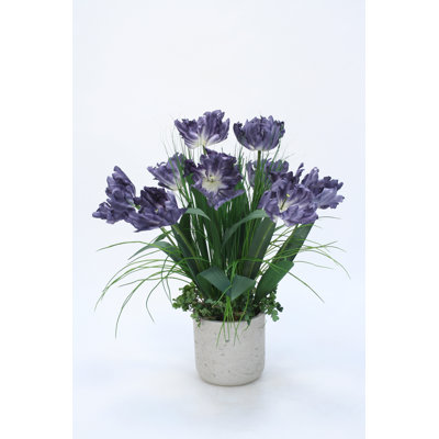 Faux Floral Tulips Arrangement in Planter