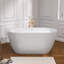 Baignoire autoportante blanche contemporaine 51 po en acrylique avec trop-plein 51 po-102835814