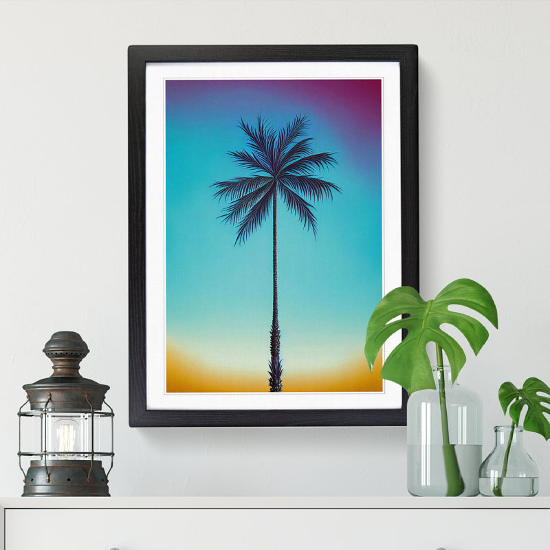 Palm Tree Vol.4 - Single Picture Frame Print, 64cm H x 46cm W x 2cm D, Black