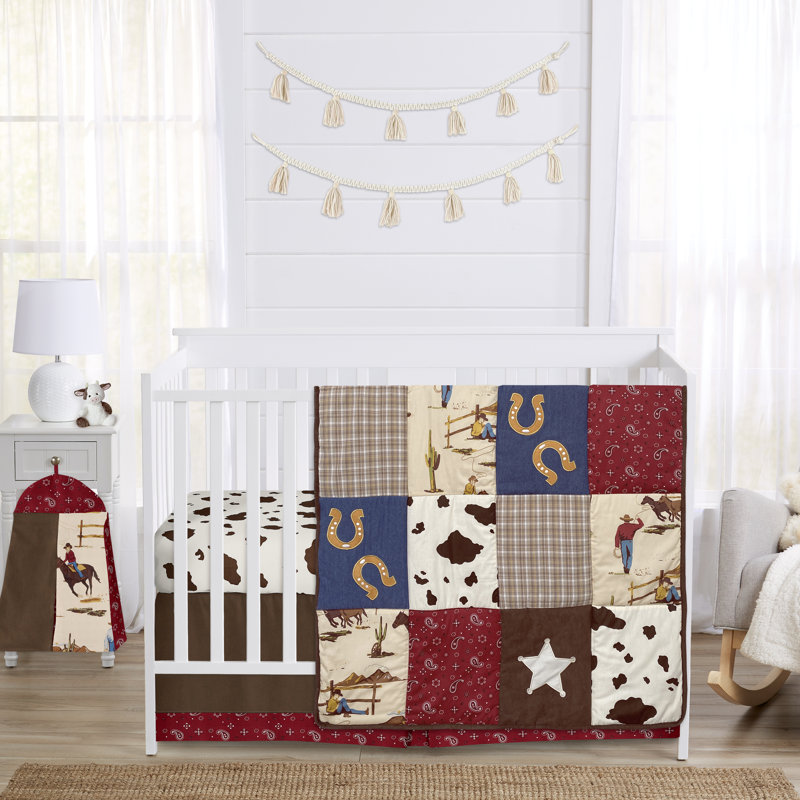 Ensemble de literie pour lit de bébé 4 pièces Wild West Cowboy