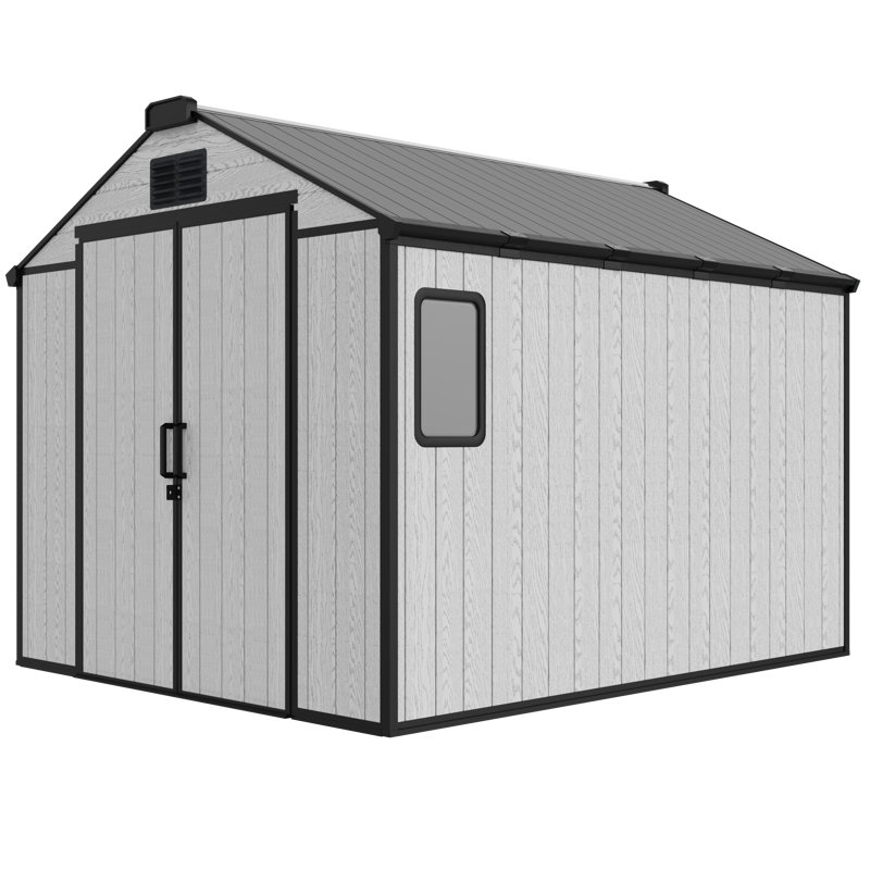8 FT.W x 10 FT.D Outdoor Resin Storage Shed with Floor, Large Tool Sheds