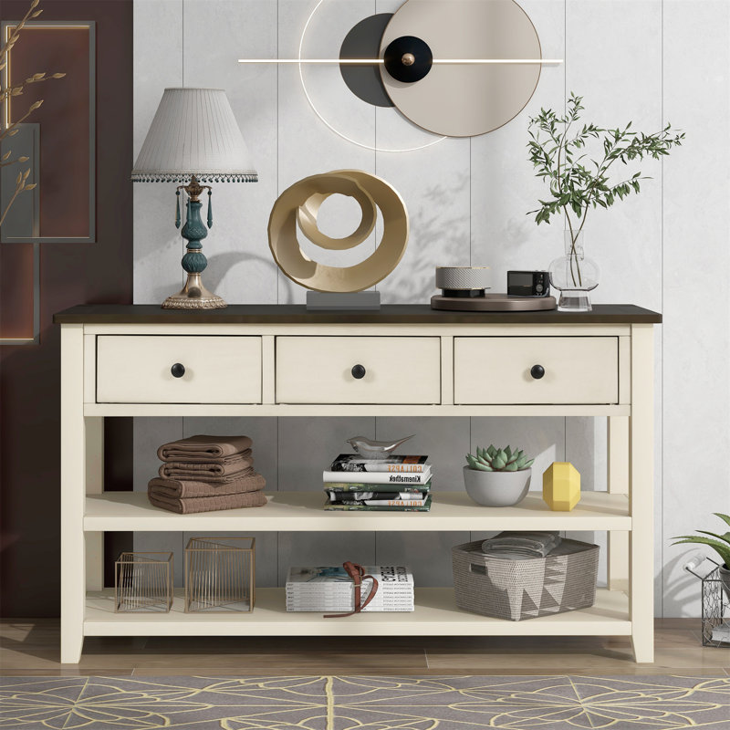 Console Cabras, Beige, Espresso incorrect, H 30 po x l 50 po x P 16 po