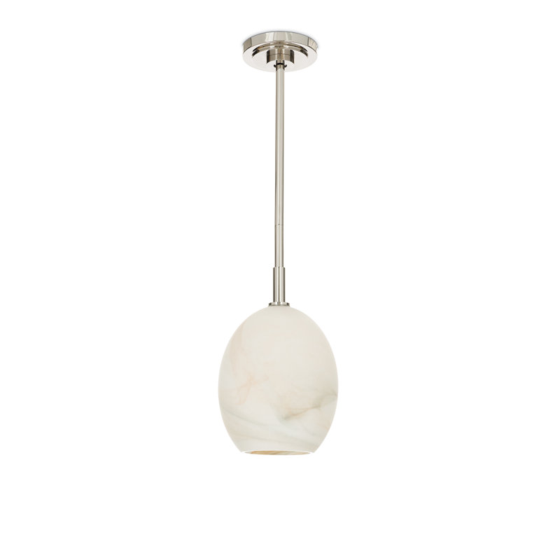 Luminaire suspendu simple Artemis (verre), Albâtre, Nickel poli