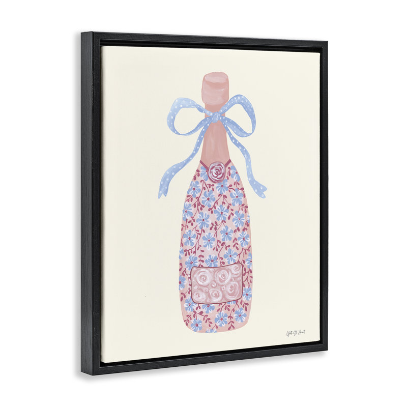 Cadre flottant pastel Coquette Champagne, design par Yvette St. Amant, Cadre flottant noir de jais, H 21 po x l 17 po