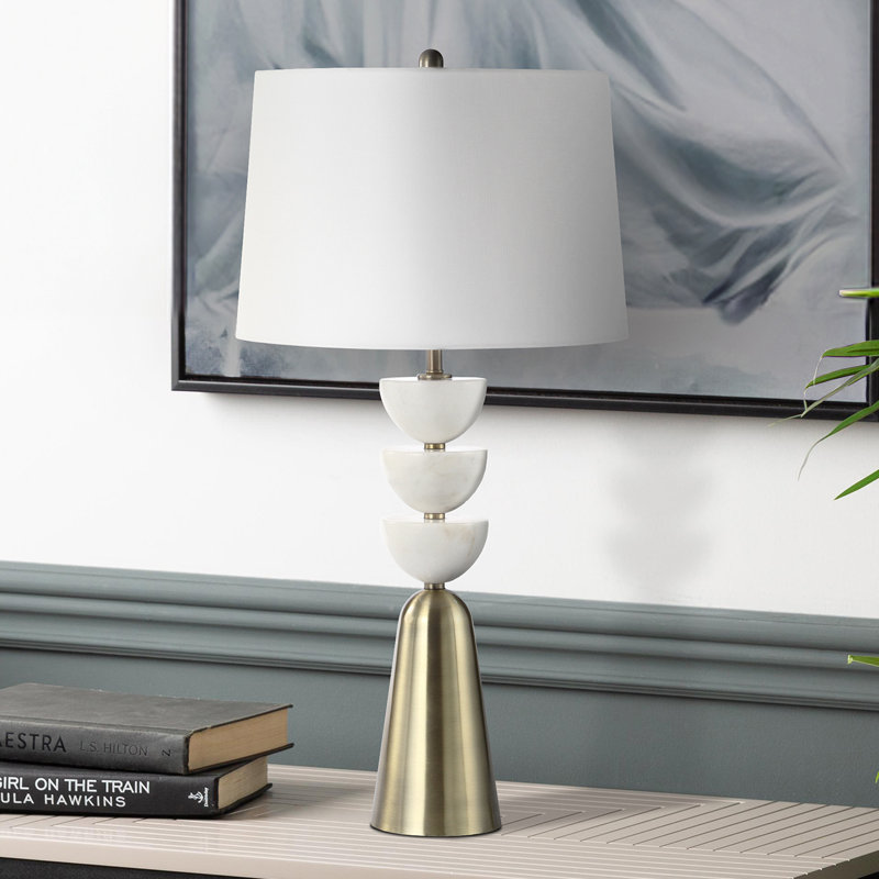 Ayvianna 90.5cm Table Lamp with Ceramic Base for Bedroom Furniture, Bedside Buffet Lamp with Linen Shade
