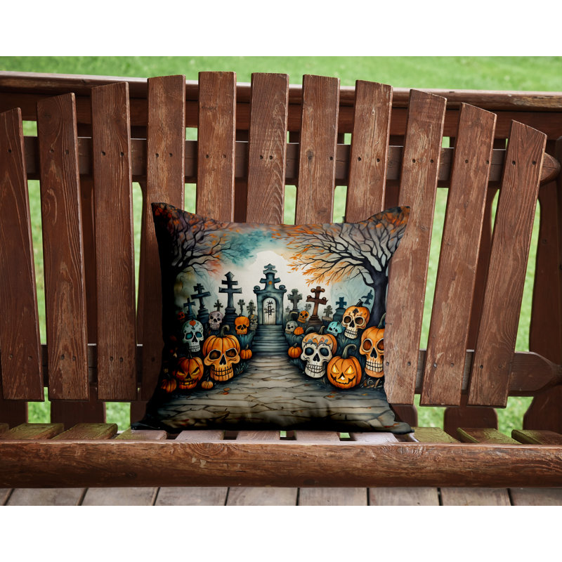Coussin décoratif intérieur / extérieur en polyester More / Spooky More Spooky Halloween, 14 po x 14 po