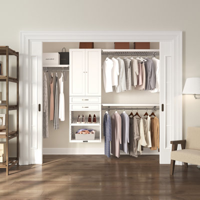 John Louis Home 16In. Deep Solid Wood Woodcrest Deluxe Organizer With 2 Drawers/Solid Shaker Doors White