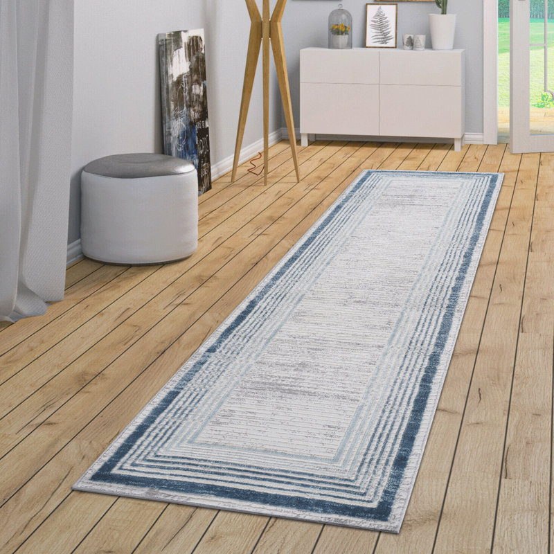 2x8 Blue// Area Rug, Non-shedding Stain , For Study Motivated Nursery Laughter, Runner 2'2" x 8'1"