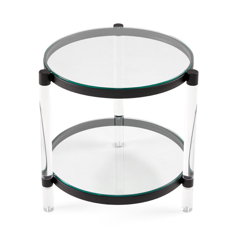 Glass Top End Table, Black