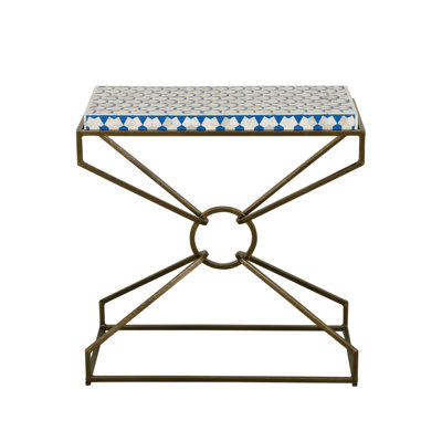 Table d'appoint 24 po Frederickson avec incrustation d'os et laiton