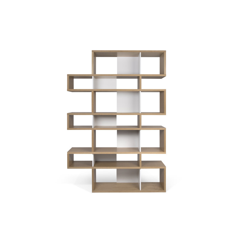 Geometric Bookcase, Oak and Pure White
