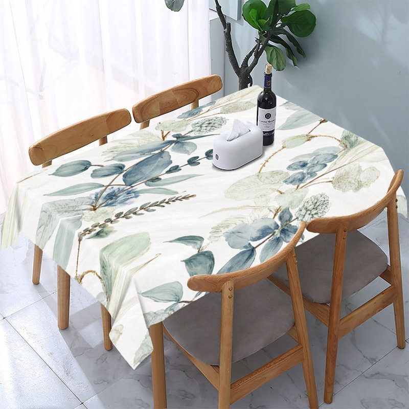 Watercolor Greenery Eucalyptus Tablecloth for Dining, 60 x 86 inches, Rectangle
