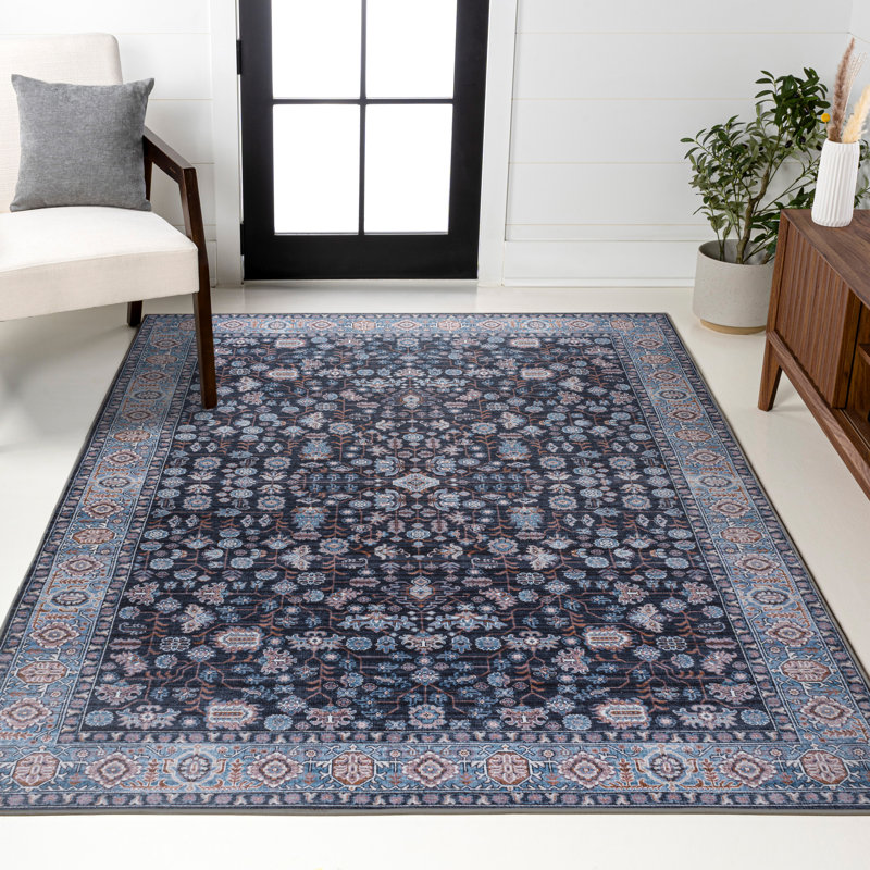 Tapis noir / bleu Sarok All-Over Persan, Rectangle 2 pi 11 po x 5 pi