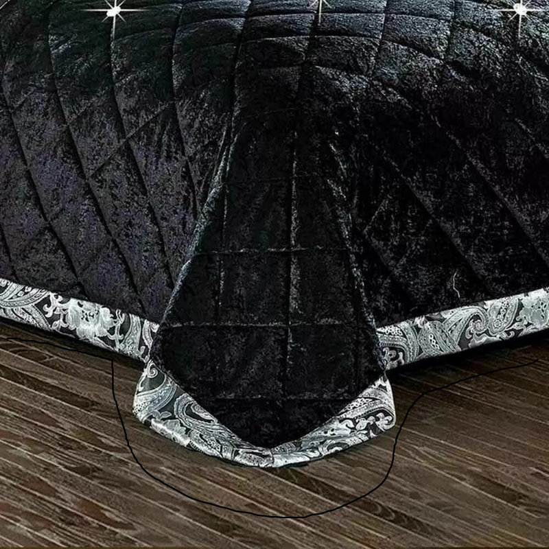 Velvet Bedspread with Pillow Shams, Double Bedspread+ 2 Standard Shams, Grey