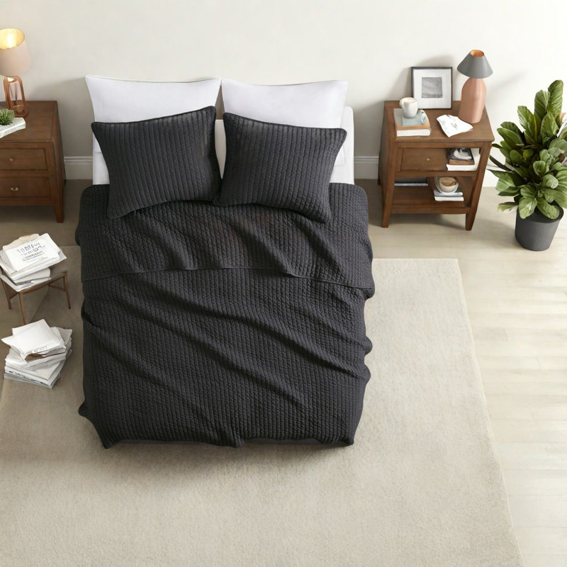 Ensembles de literie en microfibre noir confortable, courtepointe de style campagnard pour l'été et l'hiver