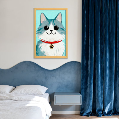 Animaux, chat mignon avec collier rouge et étiquette de patte