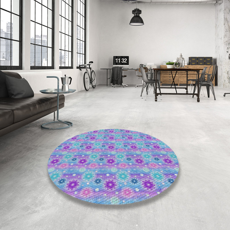 Tapis mauve/rose à tisser électrique, Rond 5 pi