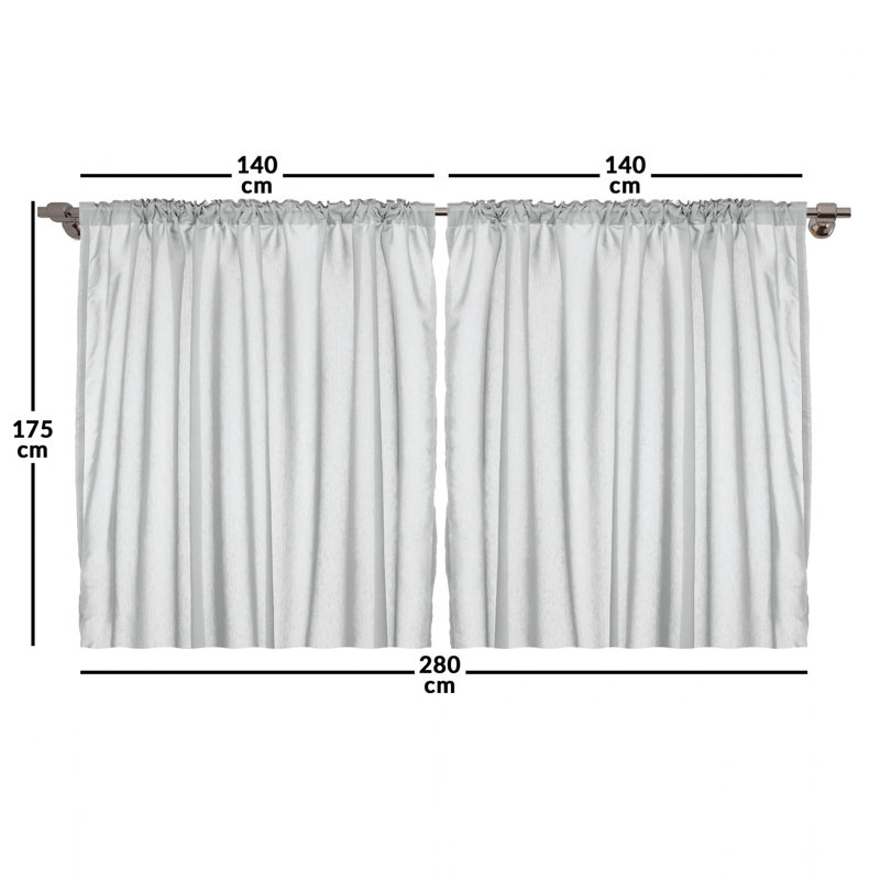 2 Piece Semi Sheer Curtain Set, 280 W x 175 D cm