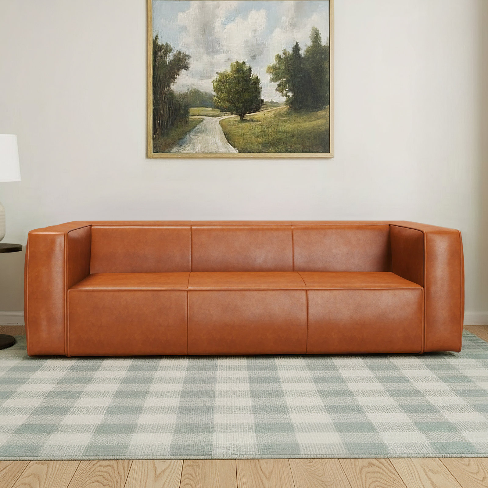 Queensland 88" Genuine Leather Tuxedo Arm Sofa