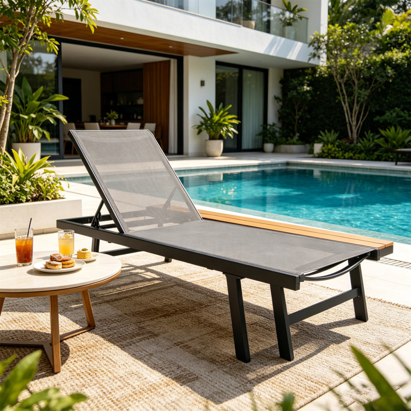 CHAISE DE CHAUFFE-EAU WATERLOO AVEC TABLE EN BOIS FIXE, 1PC, (62756.00BLK)