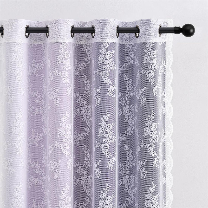 Ensemble de 4 rideaux occultants ombrés mélangés et assortis - 2 pièces de voilage en dentelle diaphane et 2 rideaux occultants obscurcissant pour chambre à coucher dans le salon 63 pouces avec œillets isolants et isolants