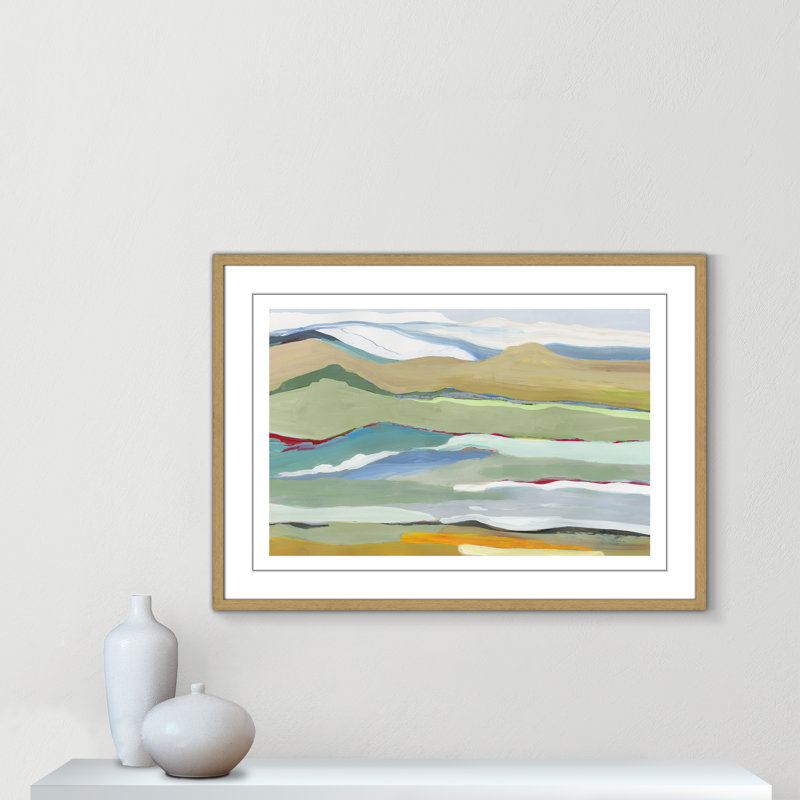 Dee Goodbye Summer on the Hills - peinture encadrée, Cadre en bois naturel, H 25,5 po x l 35,5 po x P 0,75 po