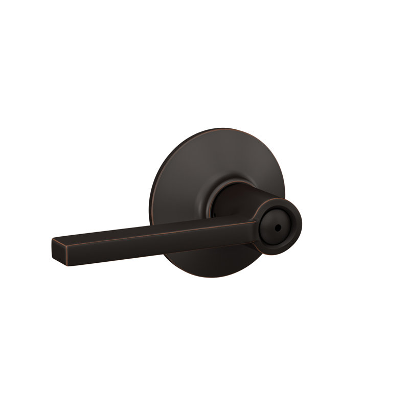 Latitude Lever Bed and Bath Door Lock, Aged Bronze