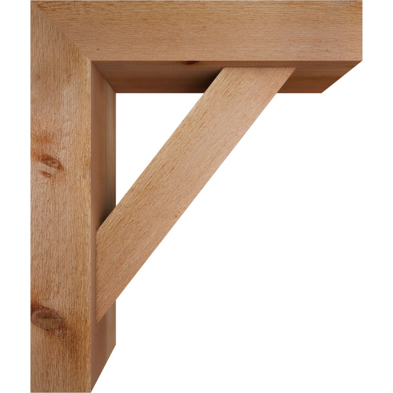 Traditional Block Bracket with Offset Brace, 26 x 22, 6"W Western Red Cedar (Rough Sawn)
