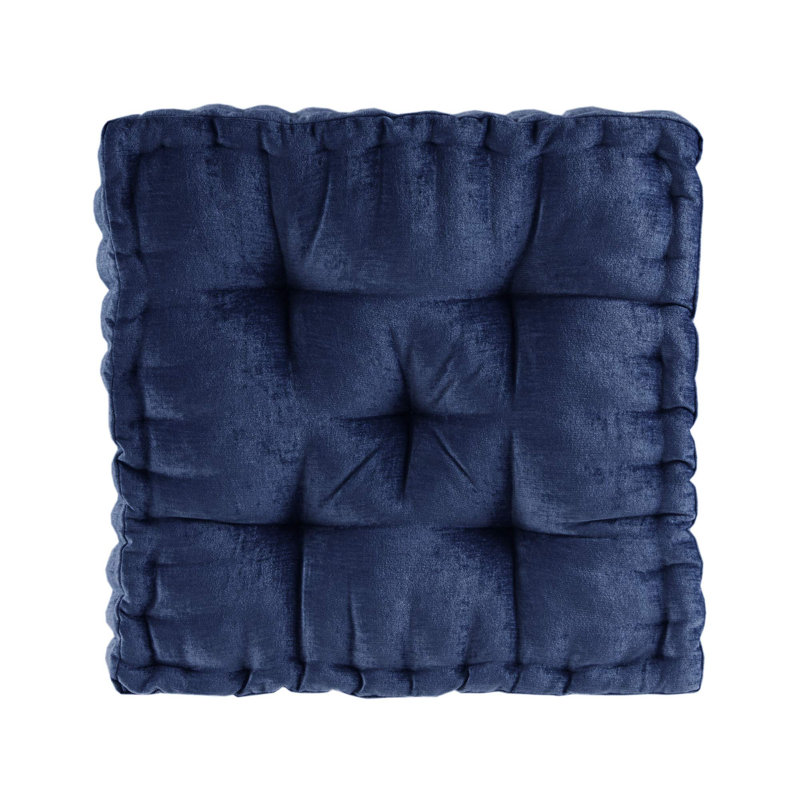Coussin de sol carré en chenille poly A Alez, Marine, Carré 20 po