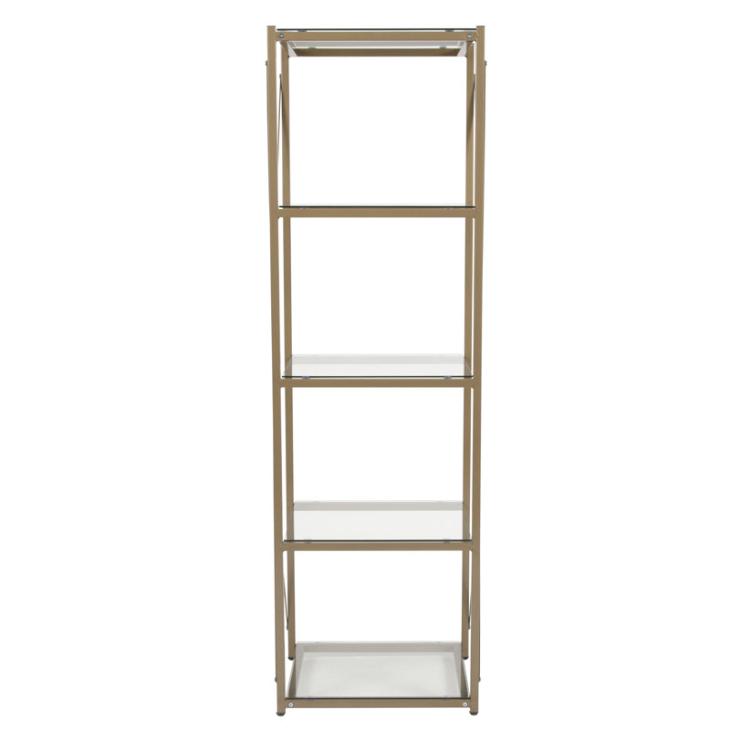 4 Shelf Cross Brace Glass Bookcase