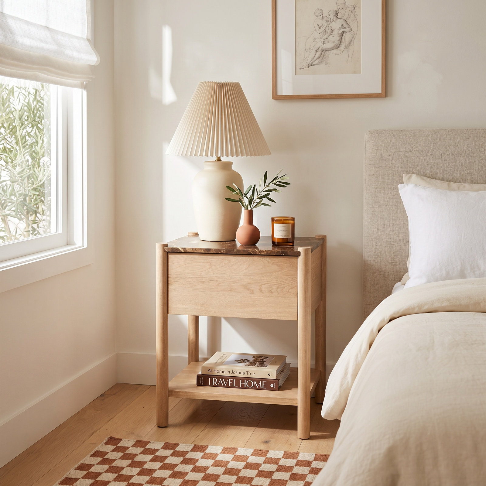 Lucien Genuine Marble Nightstand