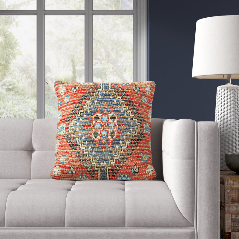 Vince Cotton Blend/Jute/Polyester/Polyester Blend Throw Square Pillow, Down