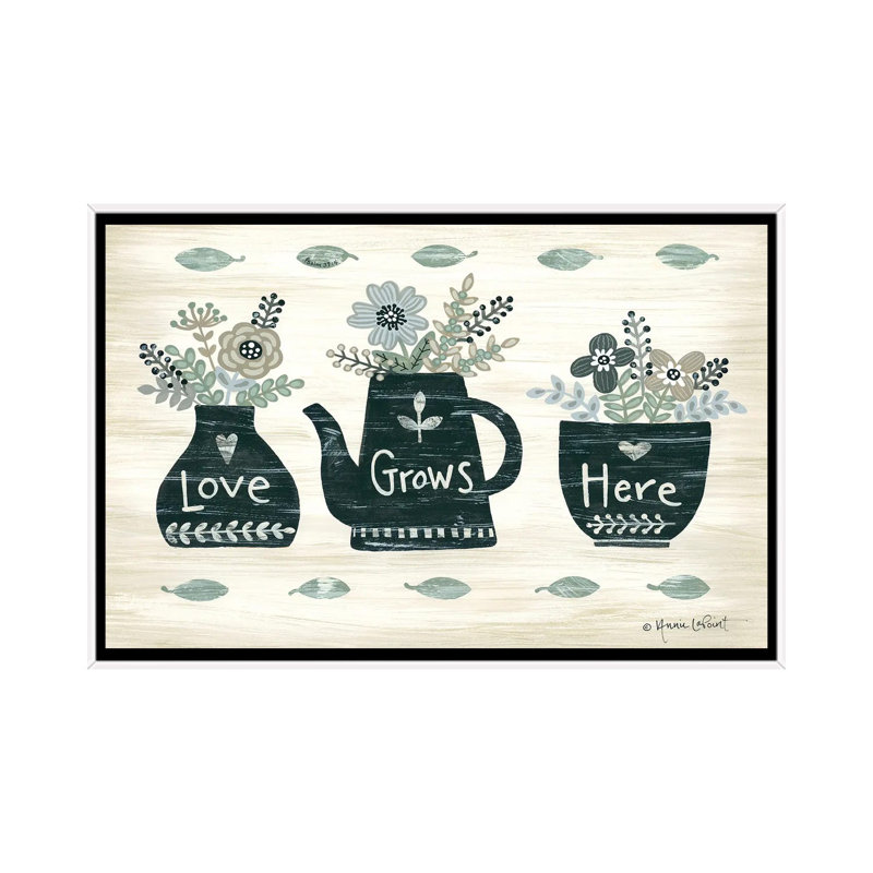 Love Grows Here by Annie LaPoint - Print on Canvas, 66.04 cm H x 45.72 cm W, White Floater Frame