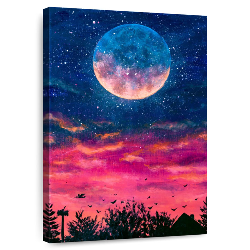 Lever de lune dans la forêt colorée d'Oberle, H 39 po x l 26 po