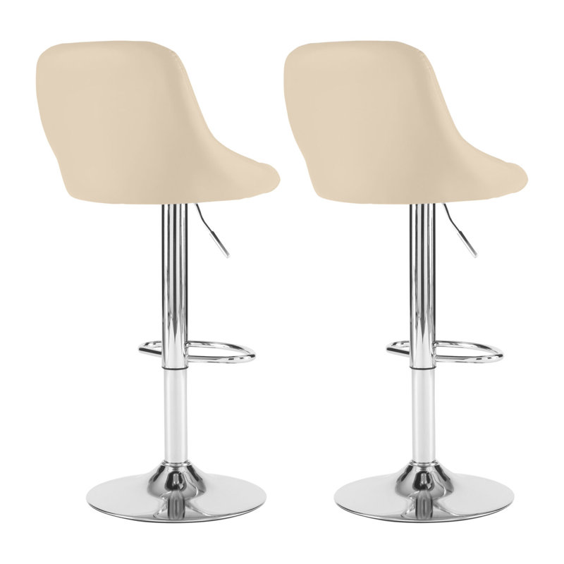 Idlewood Swivel Upholstered Adjustable Height Bar Stool, Chrome, Cream