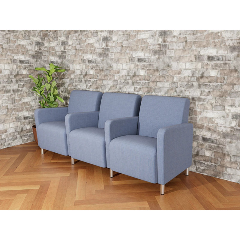 Sièges tandem Ravenna, Acier brossé, Chambray bleu marine clair