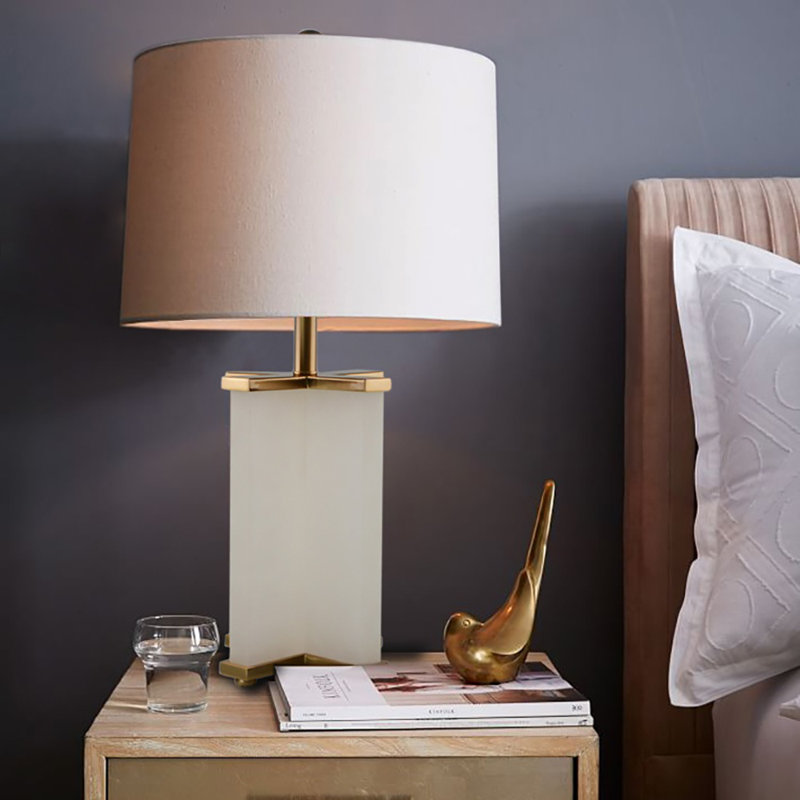 Cyprus 25.26" Antique Brass/White Table Lamp