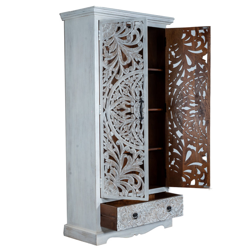 Oidhche 36 " W Solid Wood Armoire, Whitewashed